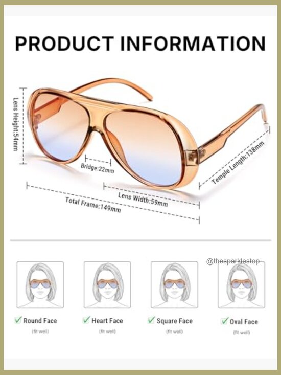 Oversized Retro Square Aviator Sunglasses UV400 Protection for Women main image 7